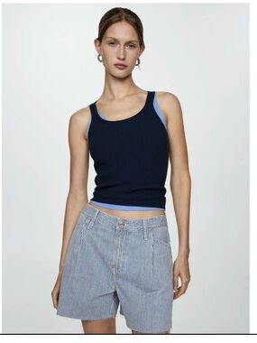 MANGO Ibiza Stripe Denim Shorts